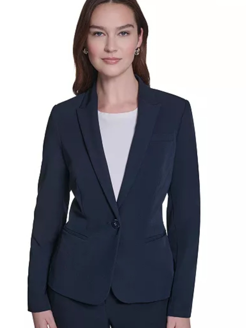 Tommy Hilfiger Women's Navy Single-Button Tailored Blazer